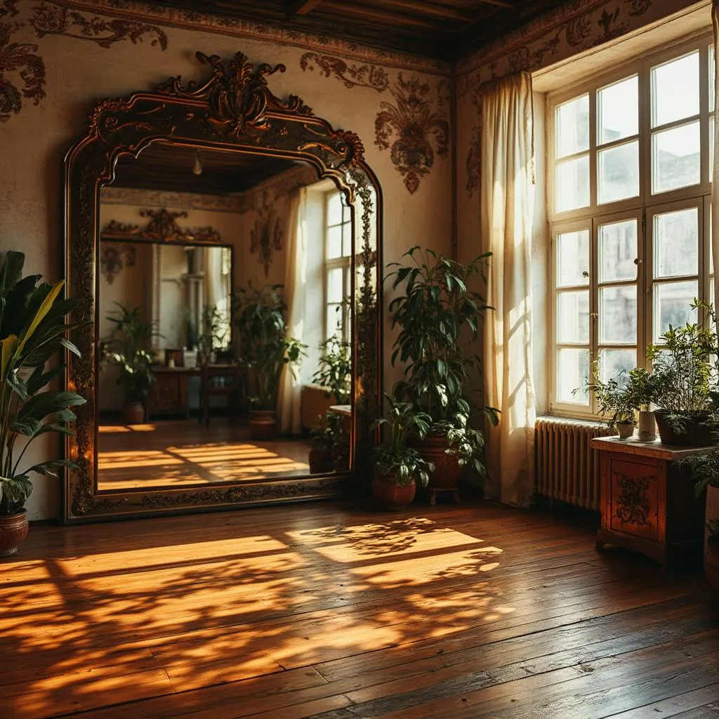Interior del estudio Wakane con espejos y barras